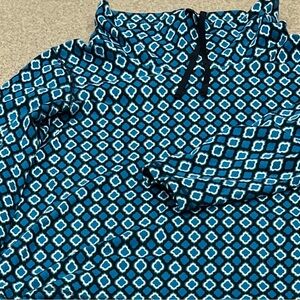 Talbots T by Talbots funnel neck pull over top geo print